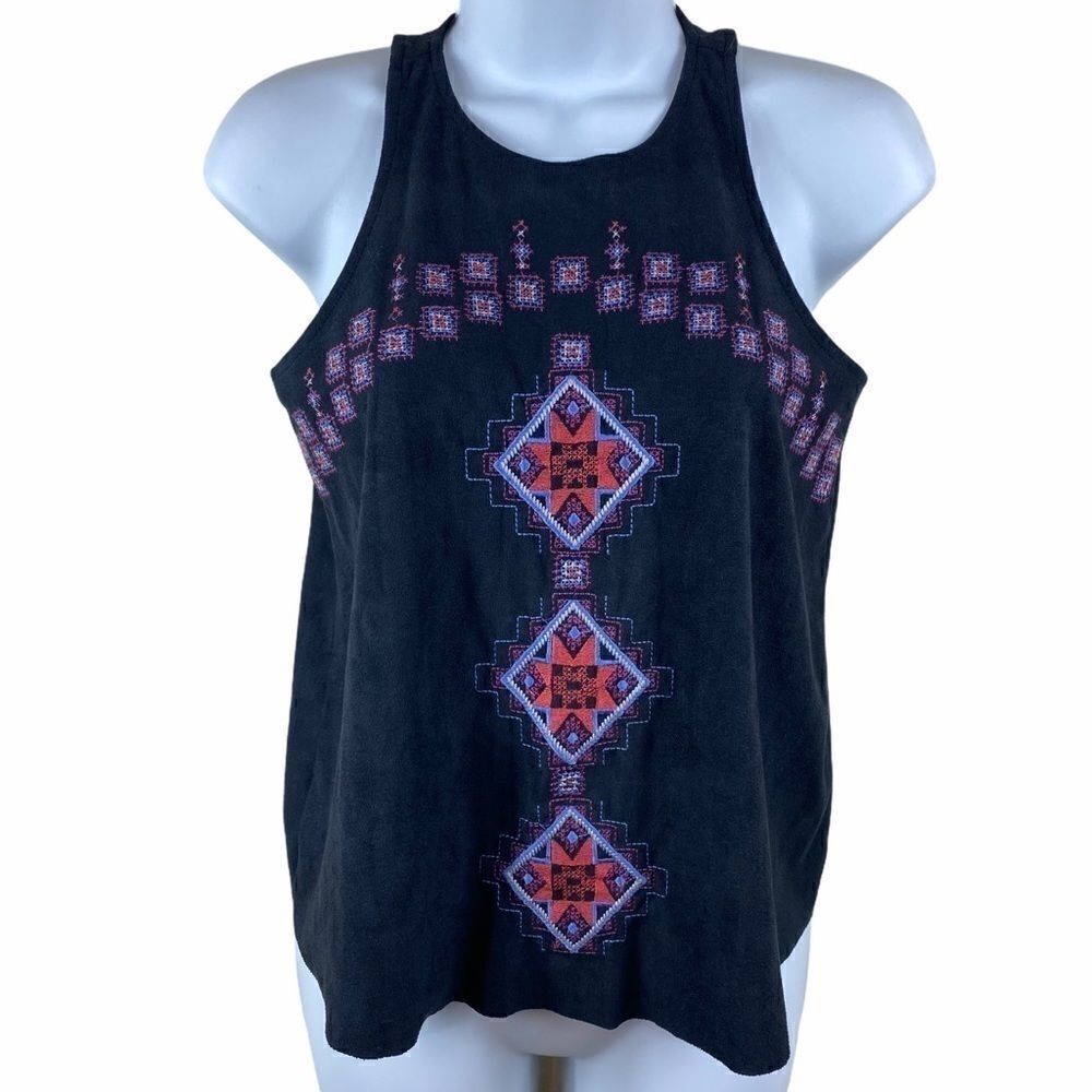 Hollister Suede Embroidered Sleeveless Top